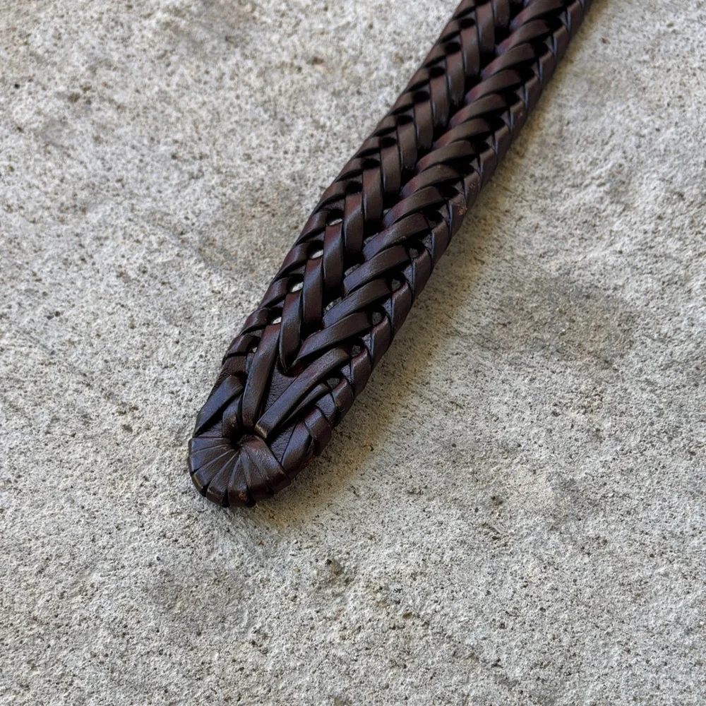 Fossil Men's Braided Leather Belt - Dark Brown